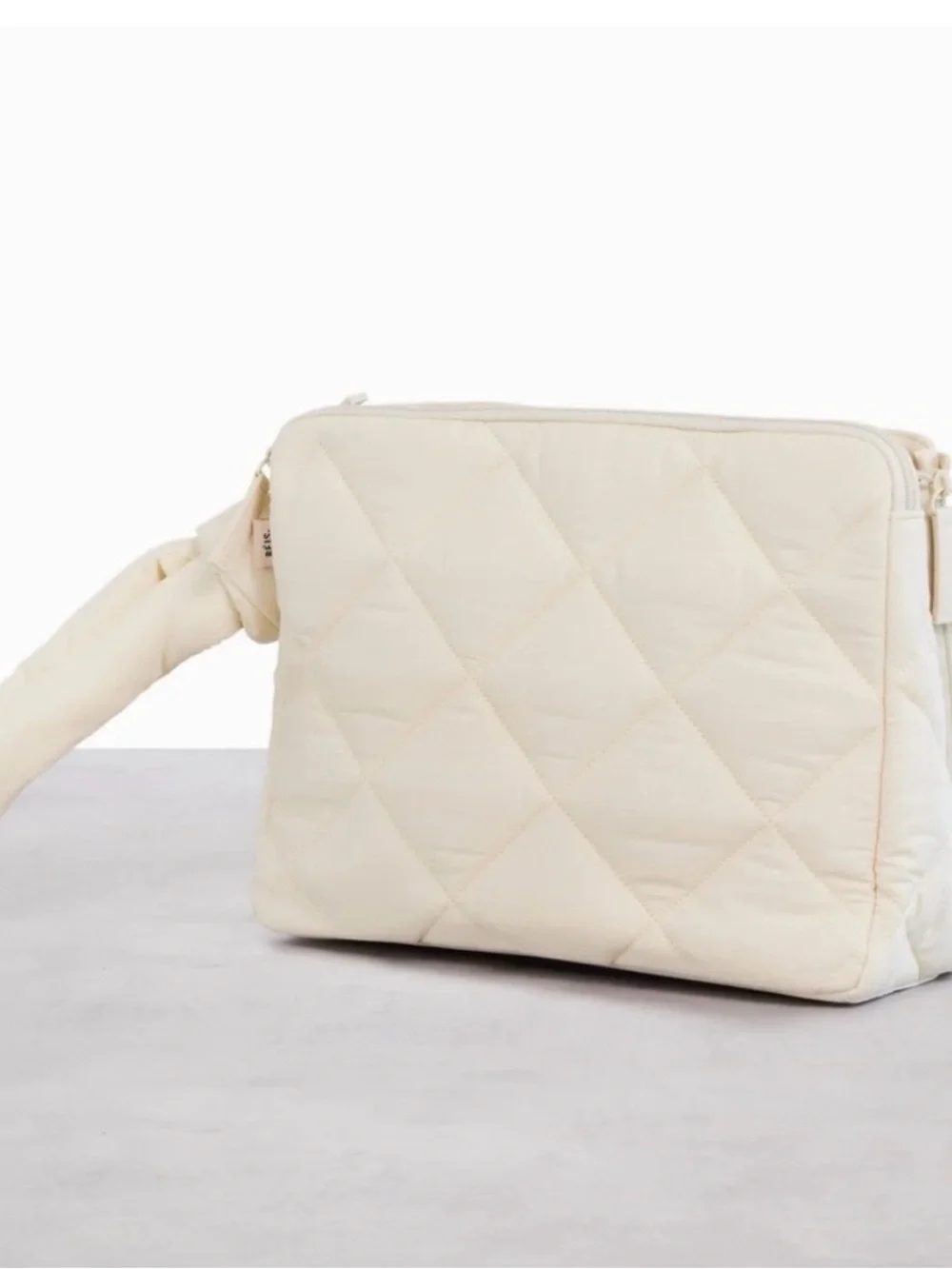 Beis Quilted Cream/ Yellow stroller caddy baby diaper bag